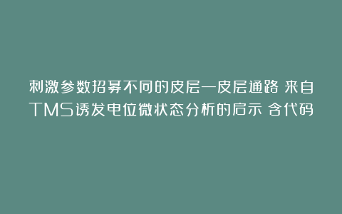 刺激参数招募不同的皮层—皮层通路：来自TMS诱发电位微状态分析的启示（含代码）