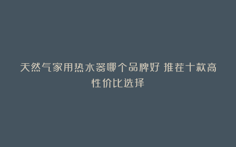 天然气家用热水器哪个品牌好？推荐十款高性价比选择！