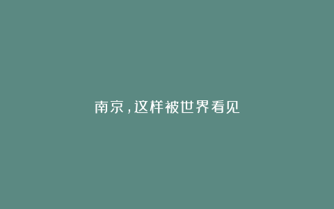 南京,这样被世界看见