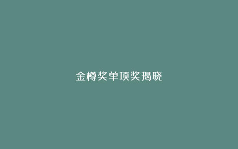 金樽奖单项奖揭晓
