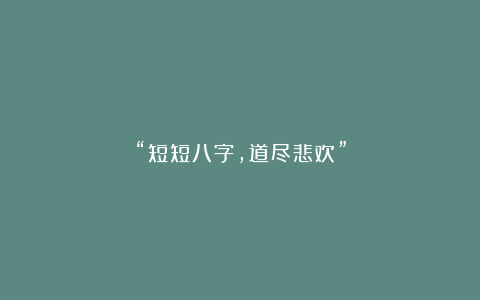 “短短八字，道尽悲欢”