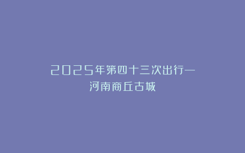 2025年第四十三次出行—河南商丘古城