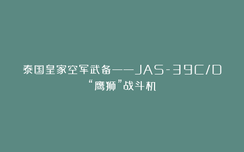 泰国皇家空军武备——JAS-39C/D“鹰狮”战斗机