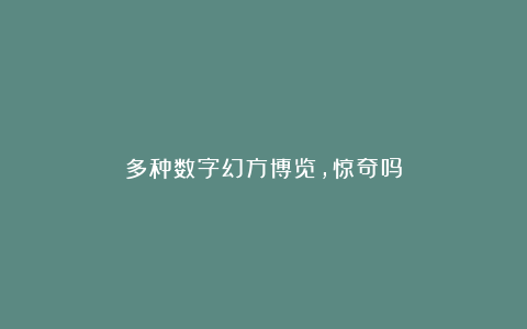多种数字幻方博览，惊奇吗