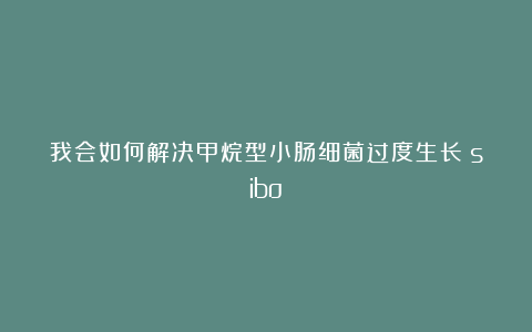 我会如何解决甲烷型小肠细菌过度生长（sibo）