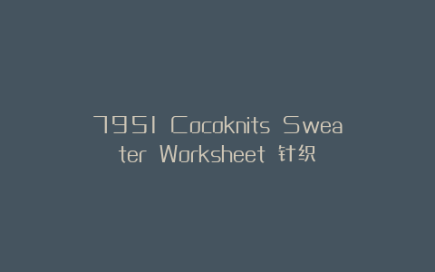 7951 Cocoknits Sweater Worksheet 针织