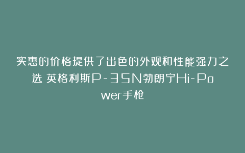 实惠的价格提供了出色的外观和性能强力之选：英格利斯P-35N勃朗宁Hi-Power手枪