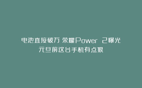 电池直接破万！荣耀Power 2曝光：元旦前这台手机有点狠