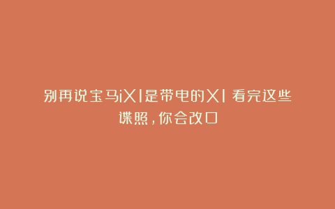 别再说宝马iX1是带电的X1！看完这些谍照，你会改口