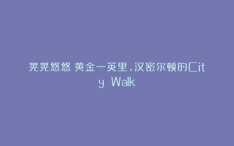 晃晃悠悠︱黄金一英里，汉密尔顿的City Walk