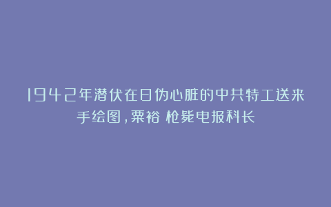 1942年潜伏在日伪心脏的中共特工送来手绘图，粟裕：枪毙电报科长