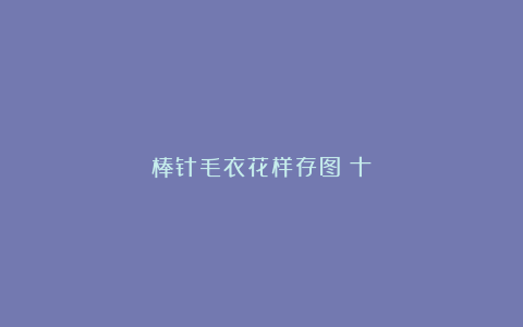 棒针毛衣花样存图（十）