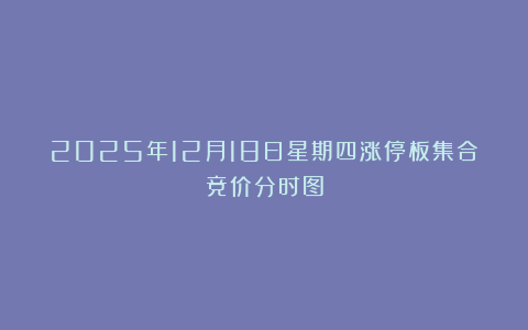 2025年12月18日星期四涨停板集合竞价分时图