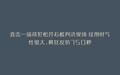 直击一级战犯松井石根判决现场:绞刑时气性很大,疯狂反抗750秒