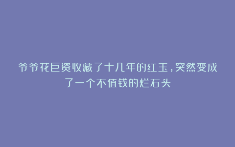 爷爷花巨资收藏了十几年的红玉,突然变成了一个不值钱的烂石头!