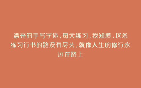 漂亮的手写字体，每天练习，我知道，这条练习行书的路没有尽头，就像人生的修行永远在路上