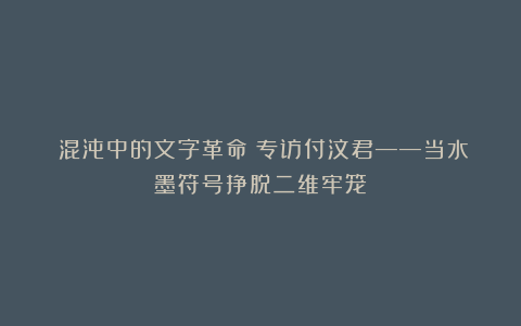 ​混沌中的文字革命：专访付汶君——当水墨符号挣脱二维牢笼