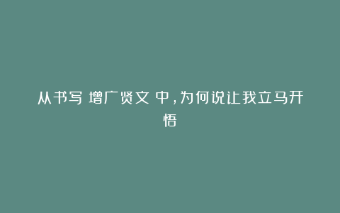 从书写《增广贤文》中，为何说让我立马开悟！