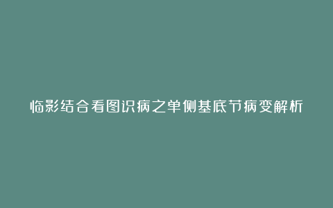 临影结合看图识病之单侧基底节病变解析