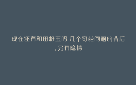 现在还有和田籽玉吗?几个奇葩问题的背后,另有隐情