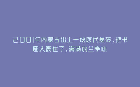2001年内蒙古出土一块唐代墓砖,把书圈人震住了,满满的兰亭味!