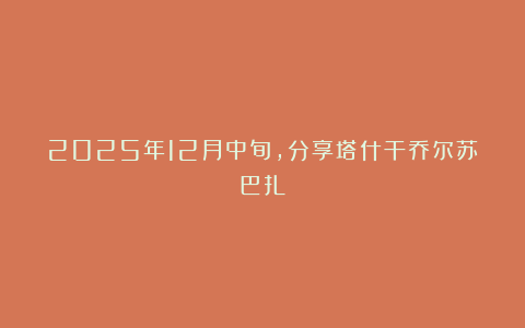 2025年12月中旬，分享塔什干乔尔苏巴扎