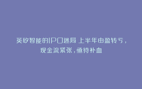 英矽智能的IPO迷局：上半年由盈转亏，现金流紧张，亟待补血