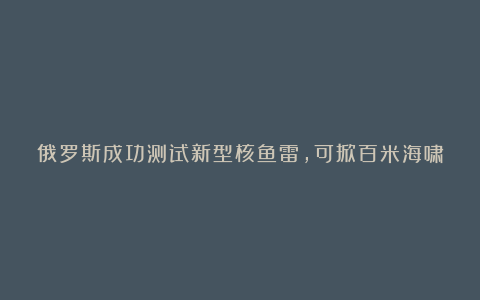 俄罗斯成功测试新型核鱼雷，可掀百米海啸