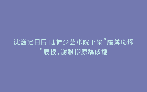 沈巍记86：陆俨少艺术院下架“履薄临探”展板，谢稚柳原稿成谜
