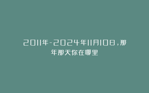 2011年-2024年11月10日，那年那天你在哪里？