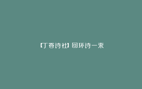 【丁香诗社】回环诗一束
