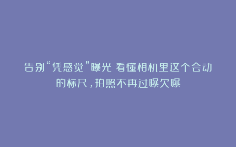 告别“凭感觉”曝光！看懂相机里这个会动的标尺，拍照不再过曝欠曝