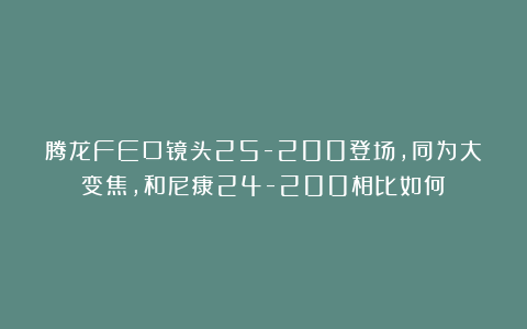 腾龙FE口镜头25-200登场，同为大变焦，和尼康24-200相比如何？
