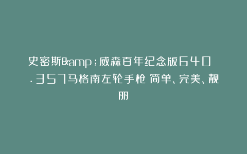 史密斯&威森百年纪念版640 .357马格南左轮手枪：简单、完美、靓丽