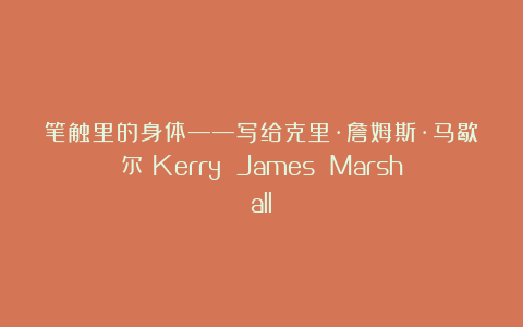 笔触里的身体——写给克里·詹姆斯·马歇尔|Kerry James Marshall