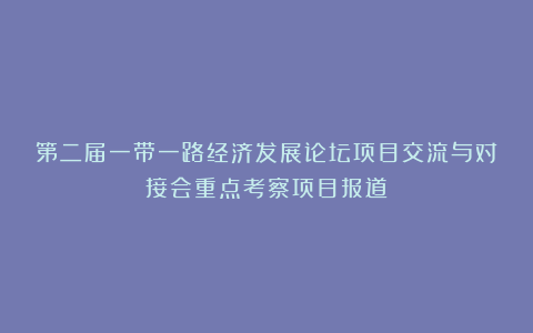 第二届一带一路经济发展论坛项目交流与对接会重点考察项目报道