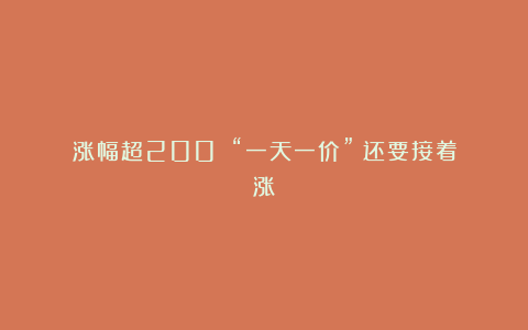 涨幅超200%！“一天一价”！还要接着涨？