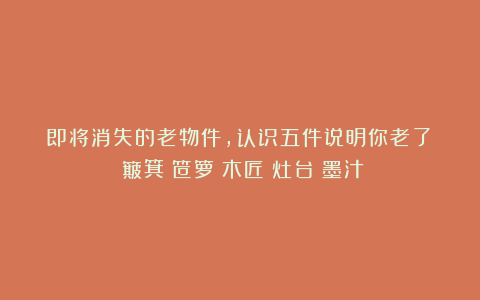 即将消失的老物件,认识五件说明你老了!|簸箕|笸箩|木匠|灶台|墨汁