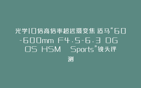 光学10倍高倍率超远摄变焦!适马“60-600mm F4.5-6.3 DG OS HSM | Sports”镜头评测