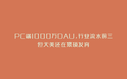 PC端1000万DAU，行业流水前三：但天美还在猥琐发育