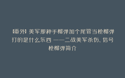 【番外】美军那种手榴弹加个尾管当枪榴弹打的是什么东西？——二战美军杀伤、信号枪榴弹简介