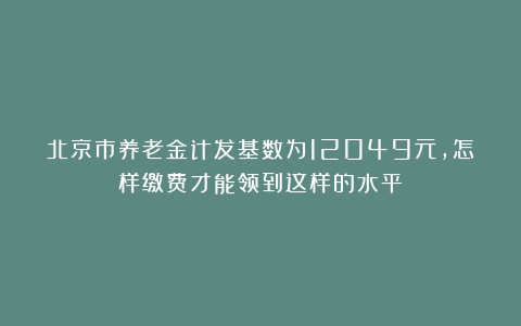 北京市养老金计发基数为12049元，怎样缴费才能领到这样的水平？