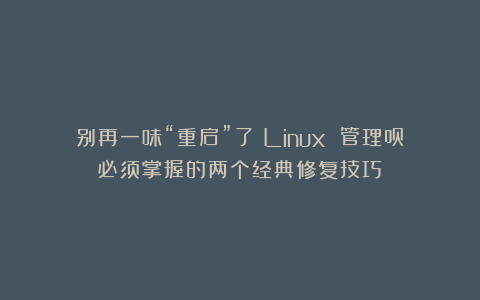 别再一味“重启”了！Linux 管理员必须掌握的两个经典修复技巧