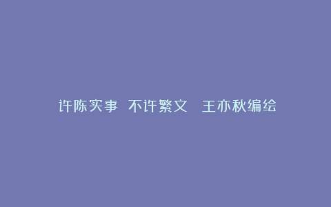 《许陈实事 不许繁文》 王亦秋编绘