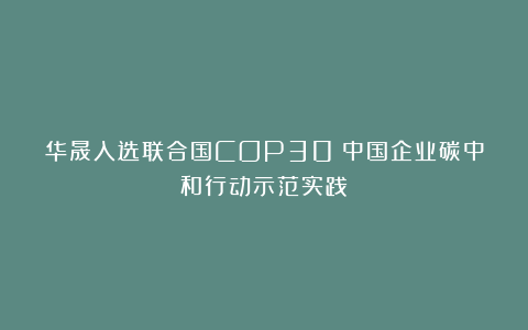 华晟入选联合国COP30《中国企业碳中和行动示范实践》