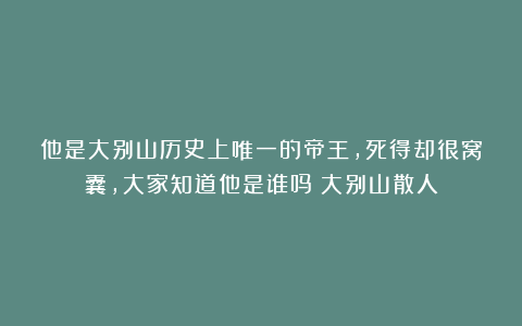他是大别山历史上唯一的帝王，死得却很窝囊，大家知道他是谁吗？大别山散人