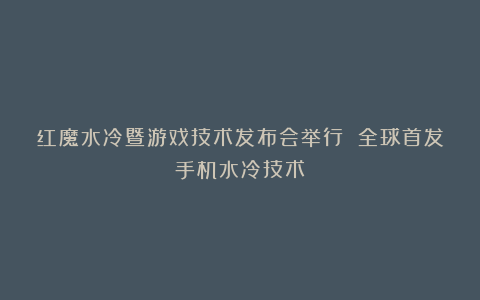 红魔水冷暨游戏技术发布会举行 全球首发手机水冷技术