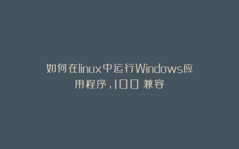 如何在linux中运行Windows应用程序,100%兼容
