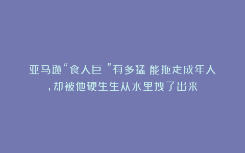 亚马逊“食人巨鲶”有多猛？能拖走成年人，却被他硬生生从水里拽了出来！