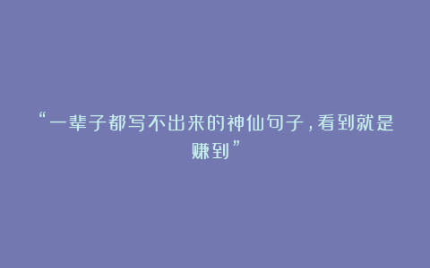 “一辈子都写不出来的神仙句子，看到就是赚到”